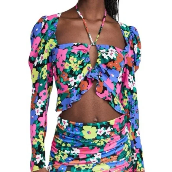 AFRM Vibrant Floral Tie-Front Blouse - Picture 14 of 14